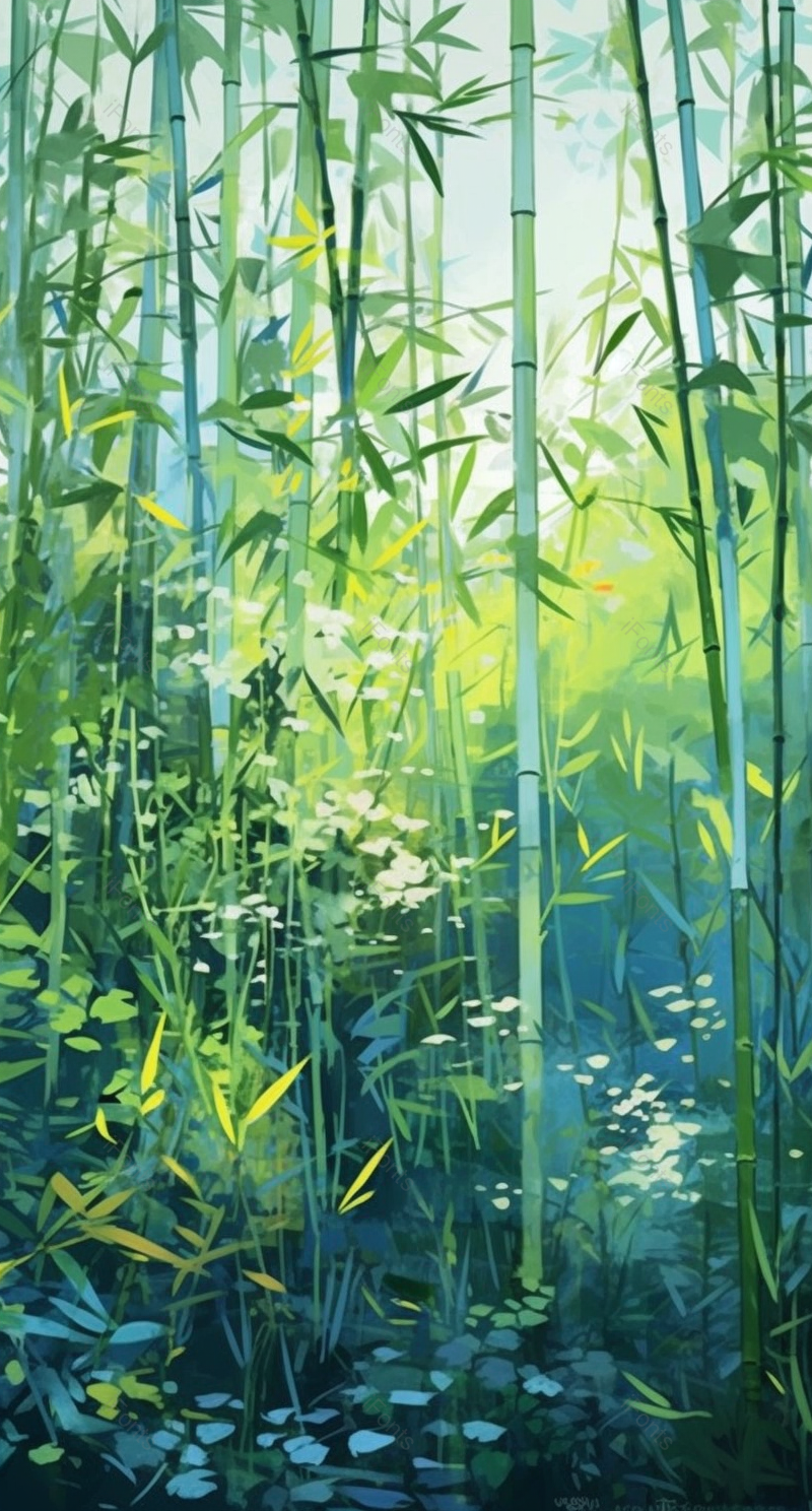 中国风插画春天季节绿色的竹林竹叶竹子树叶植物自然环境背景,插画/手绘图,插画/手绘图库,插画/手绘图下载,插画/手绘